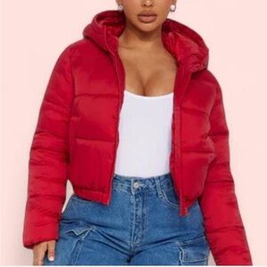 Fashion Nova Bold Red Puffer Jacket